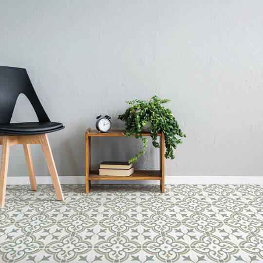 selbstklebende Bodenfliesen Stencil Motif green (11er Set) image number null